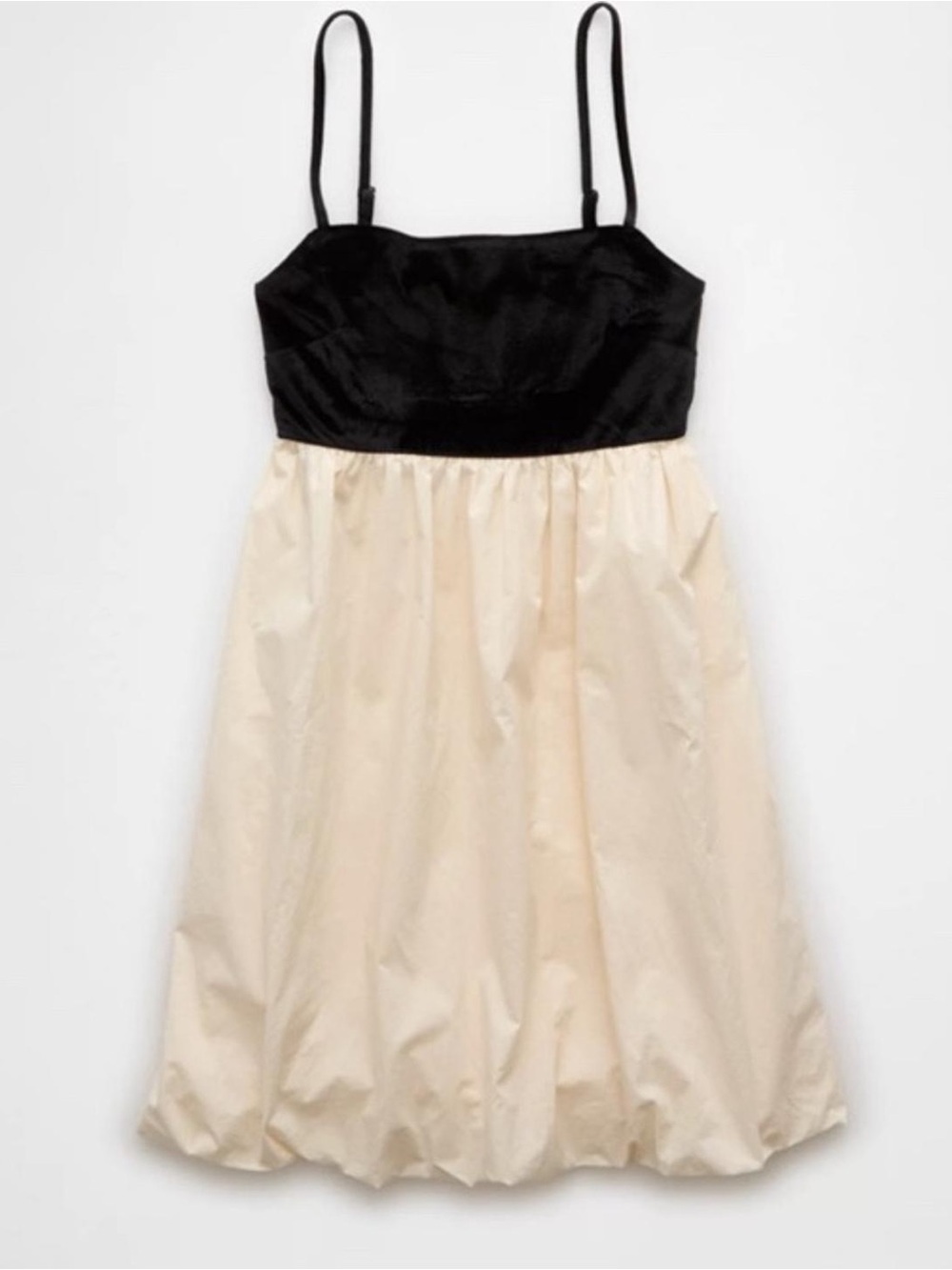 AEO Black & Cream Babydoll Balloon Dress Size L NWT